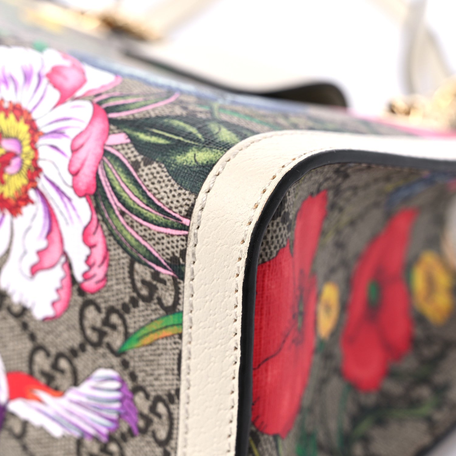 Gucci GG Supreme Monogram Flora Textured Calfskin Small Padlock Tote Beige Ebony Multicolor Mystic White 11 of 15