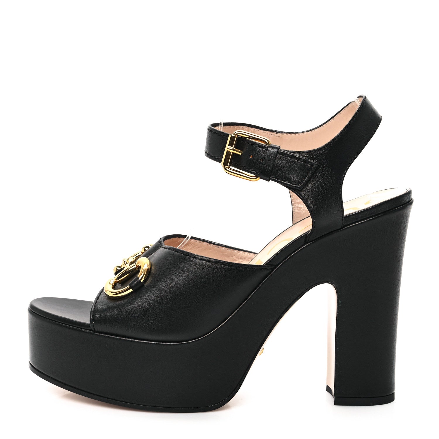 Gucci Nappa Charlotte Horsebit 40/135mm Platform Sandals 41 Black 1 of 10