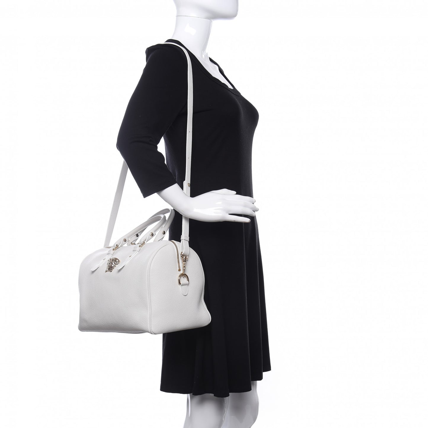 Grained Calfskin Palazzo Bowler White