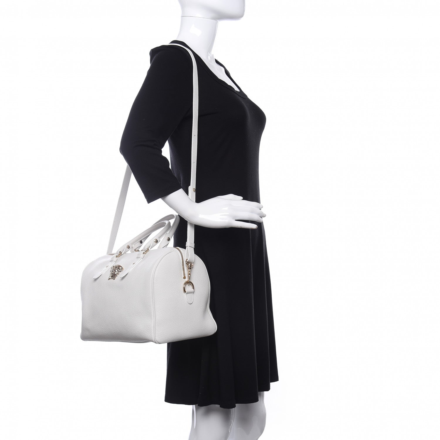 Versace Grained Calfskin Palazzo Bowler White 2 of 13