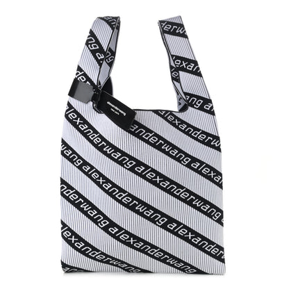 Alexander Wang Knit Jacquard Diagonal Logo Shopper Tote Black White 1 of 11