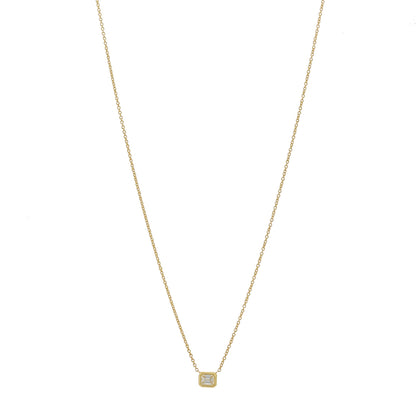 Roberto Coin 18K Yellow Gold Diamond .17ct Emerald Cut Solitaire Pendant Necklace 1 of 6