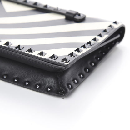 Valentino Garavani Nappa Chevron Striped Rockstud Wristlet Clutch Light Ivory Black 6 of 8