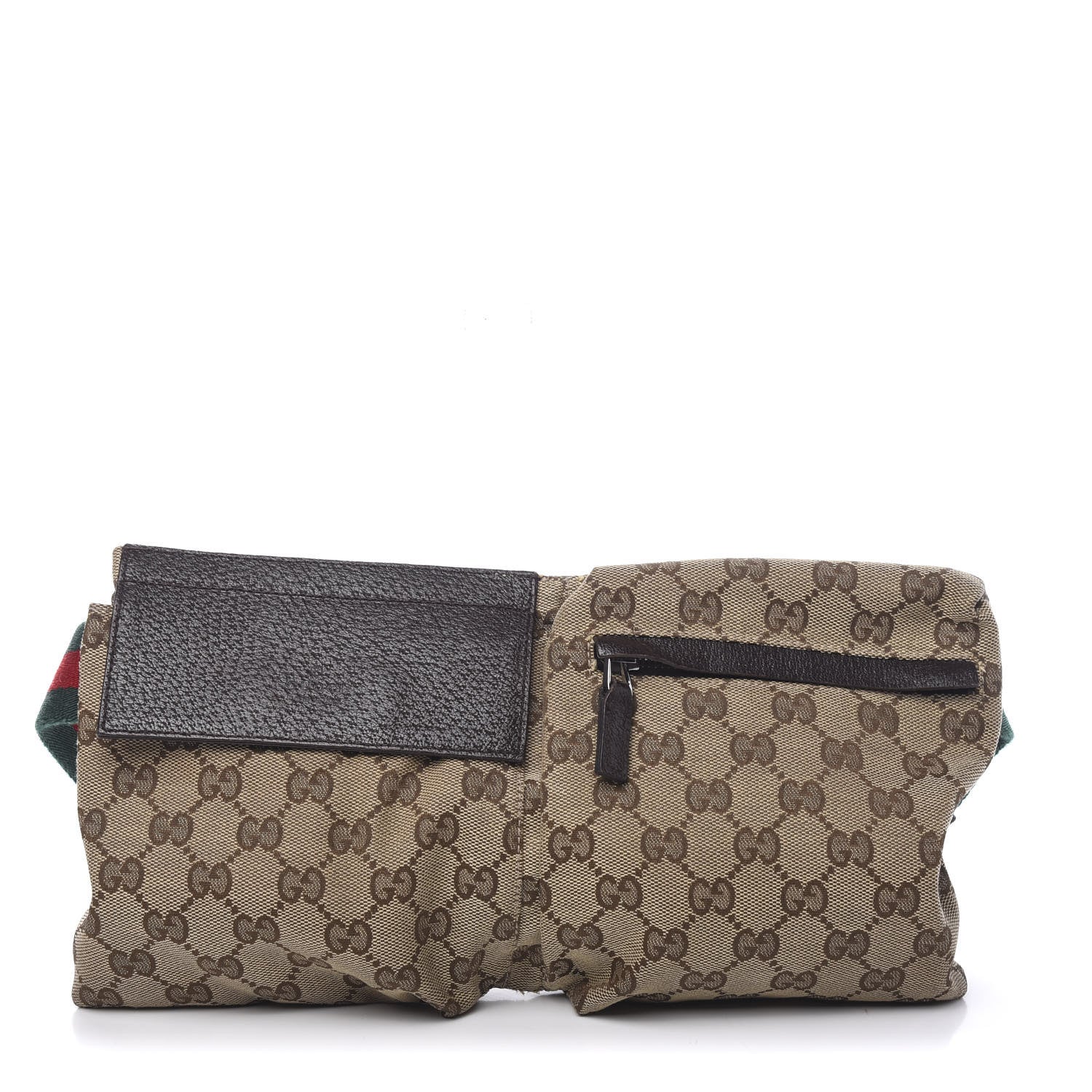 Gucci GG Monogram Double Pocket Belt Bag Dark Brown 1 of 9