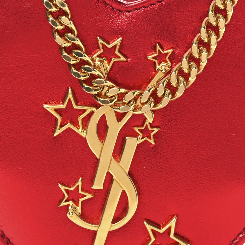 Saint Laurent Metallic Lambskin Small Love Heart Chain Bag Red 8 of 13
