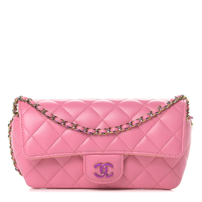 Chanel Lambskin Quilted Glasses Case With Chain Pink Yellow 1 of 12