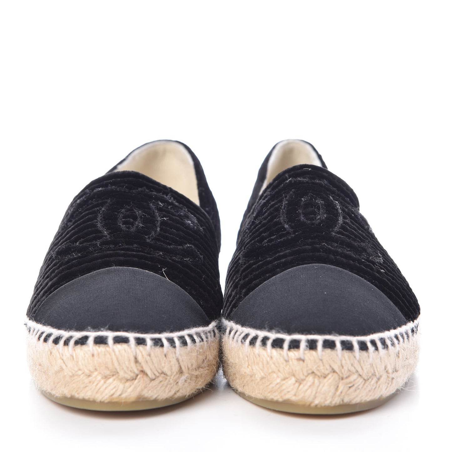 Velvet Grosgrain CC Espadrilles 37 Black