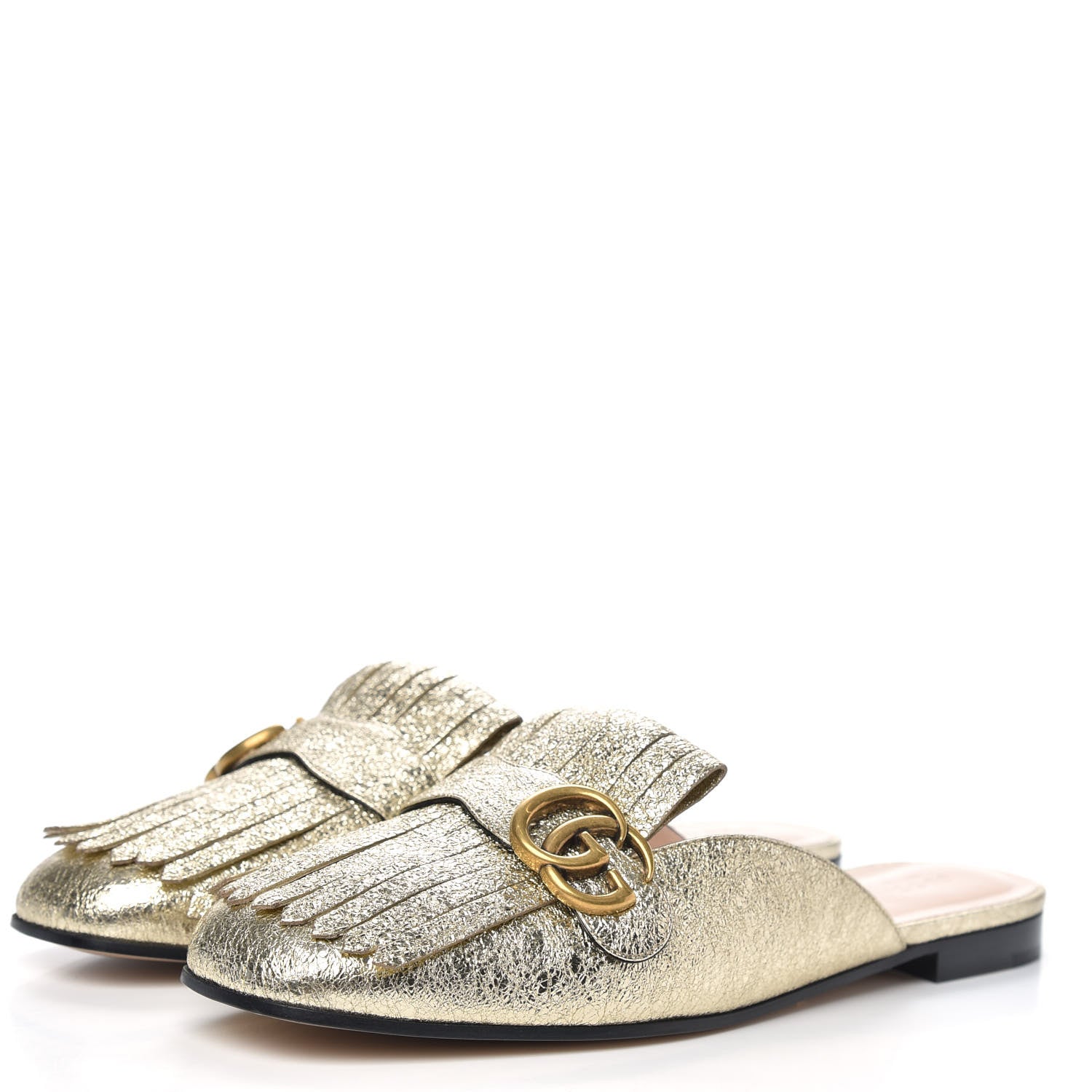 Gucci Galassia Womens GG Marmont Fringe Slippers 42 Platino 3 of 8