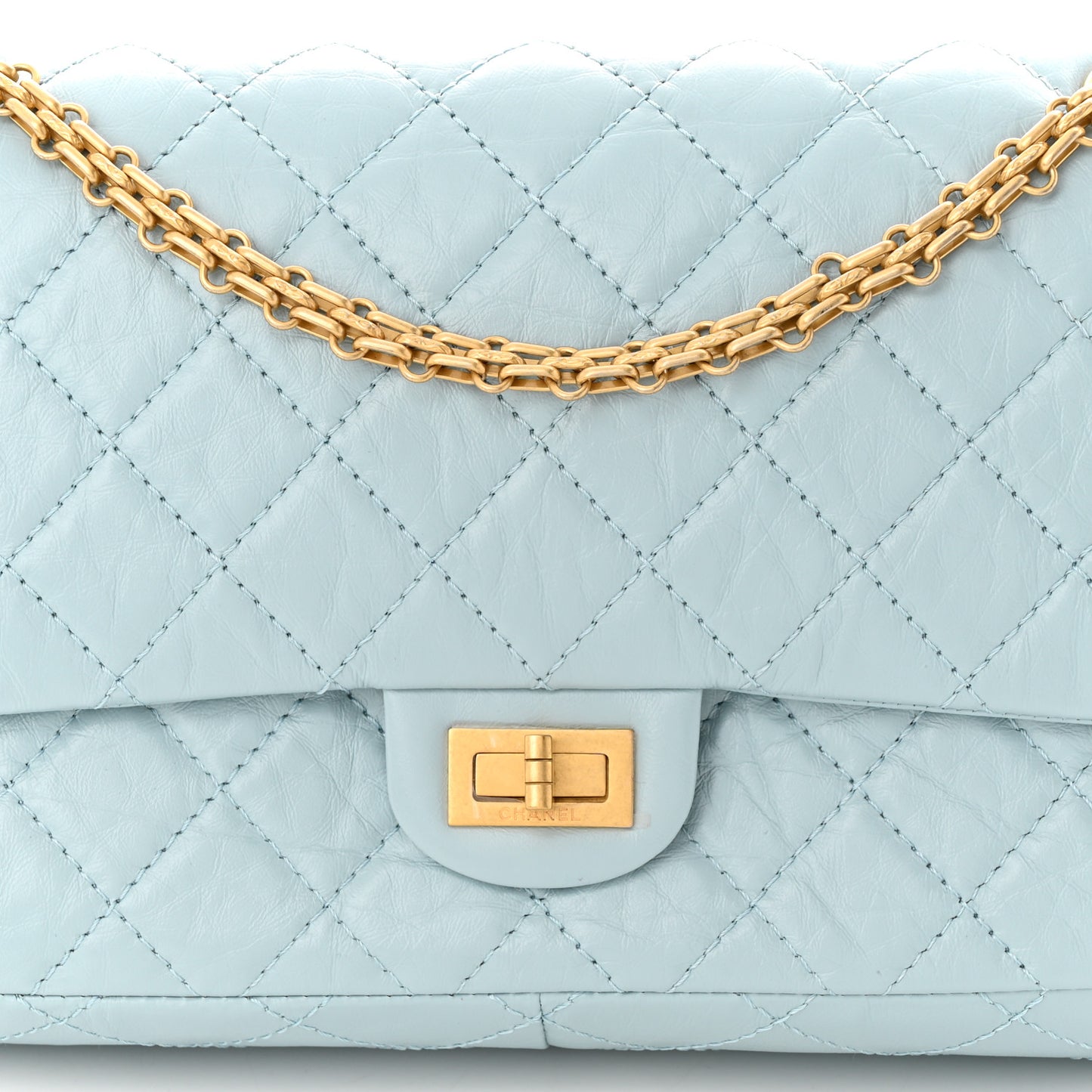 Aged Calfskin Quilted 2.55 Reissue 226 Flap Light Blue