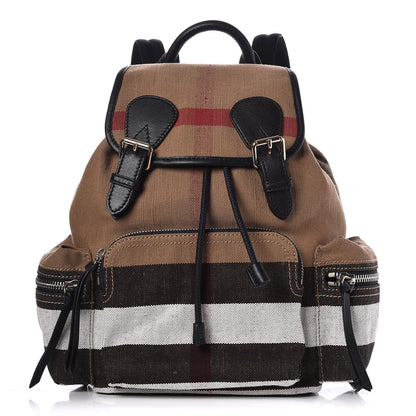 Burberry Canvas Mega Check Medium Rucksack Backpack Black 1 of 8