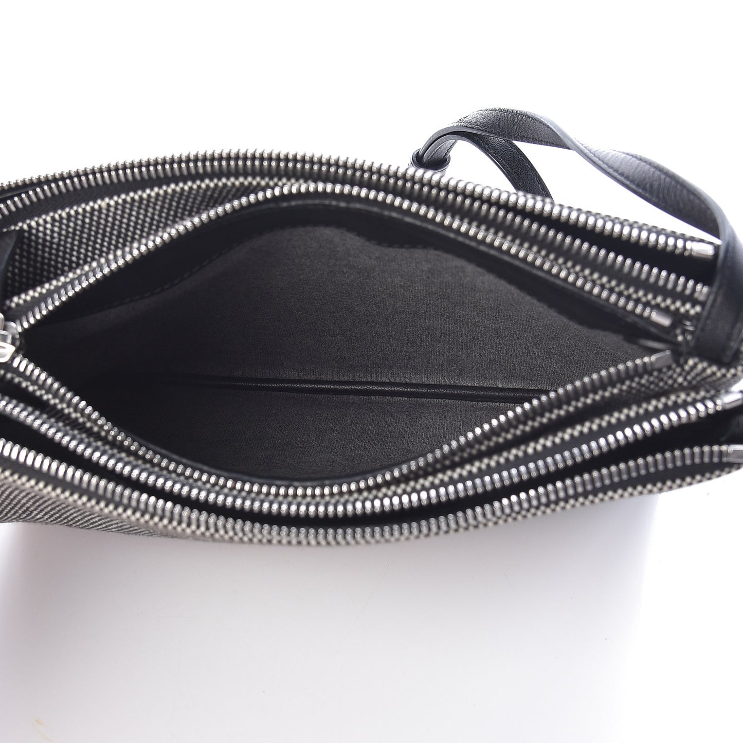 Cotton Canvas Large Trio Crossbody Bag Black White