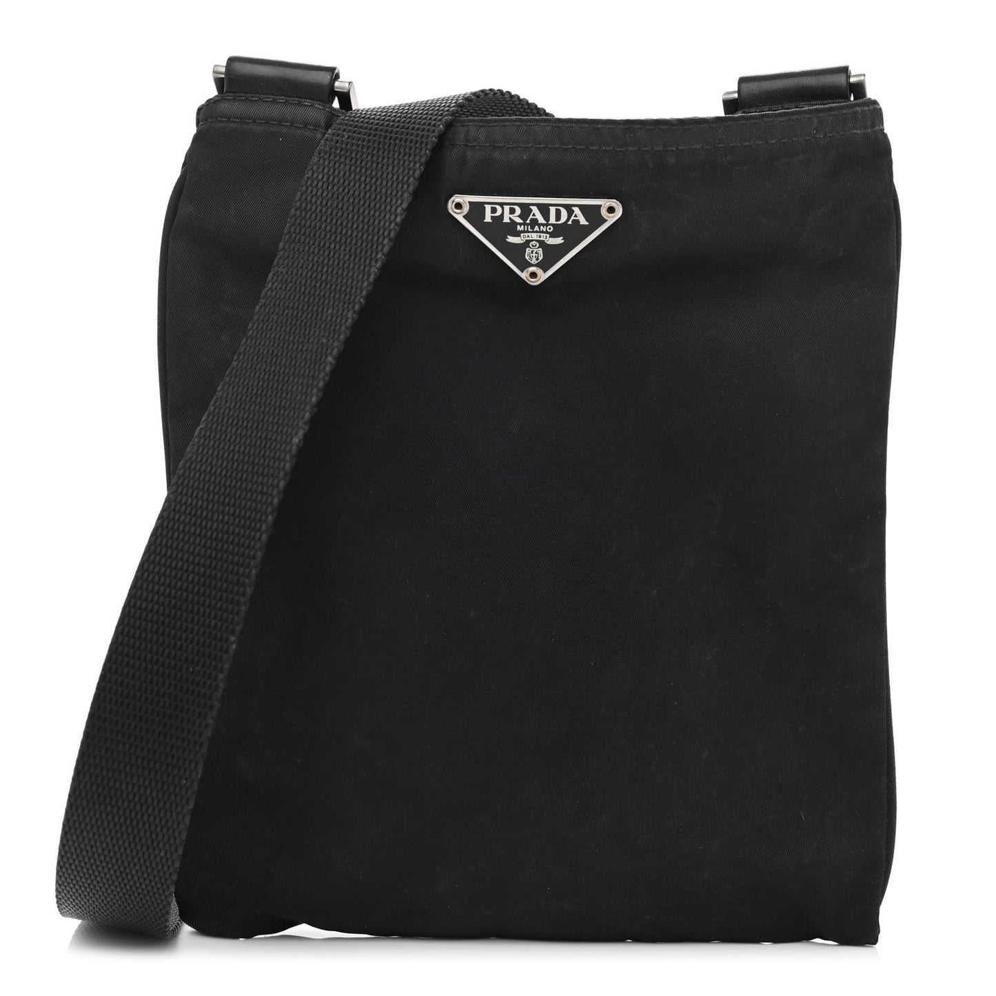 Tessuto Nylon Flat Messenger Bag Black