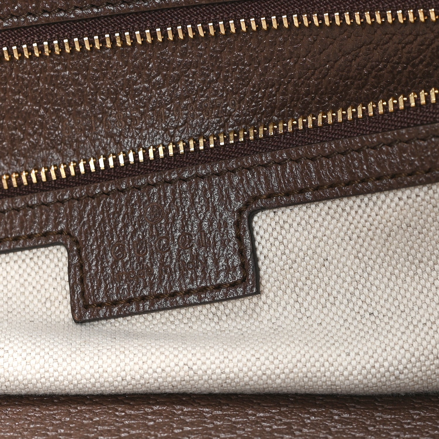 Gucci Monogram Jumbo GG Textured Dollar Calfskin Web Medium Ophidia Shopping Tote Camel Ebony 6 of 10