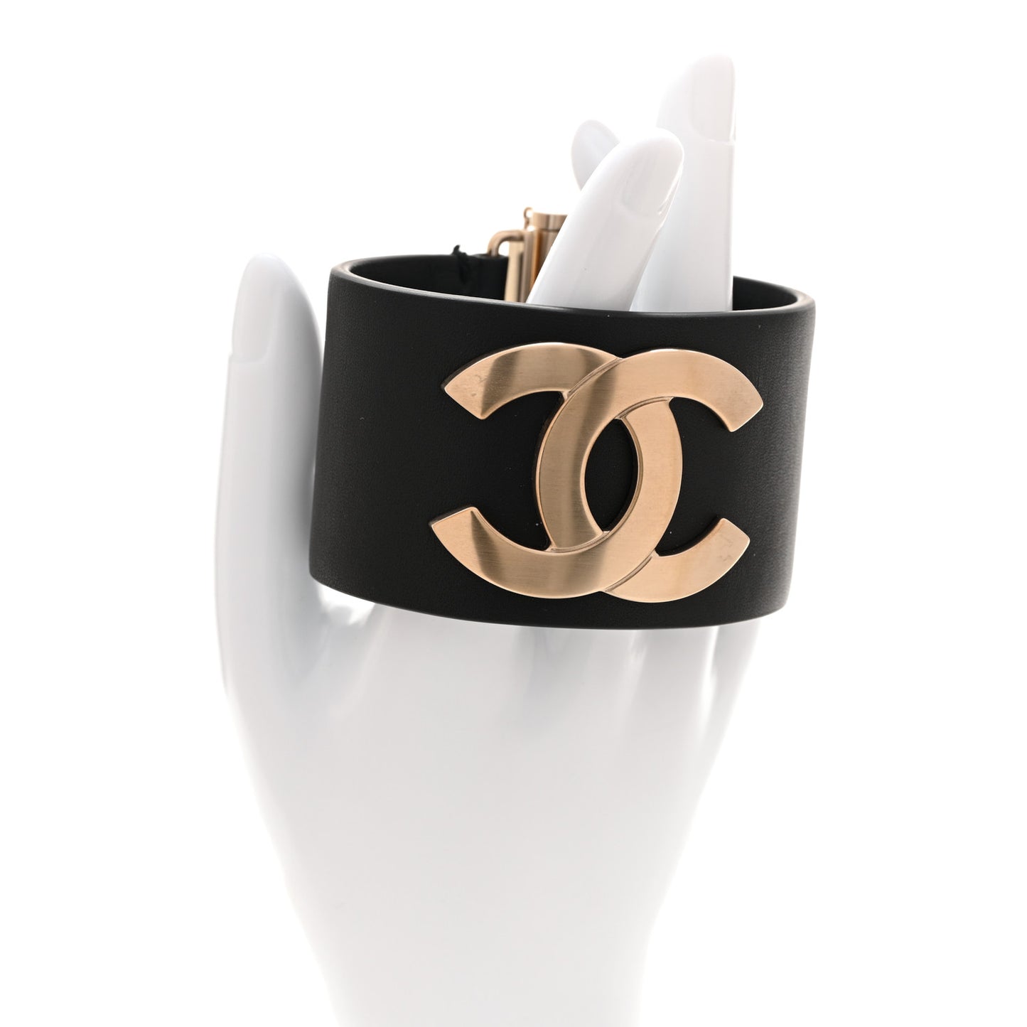 Calfskin CC Wide Cuff Black Gold