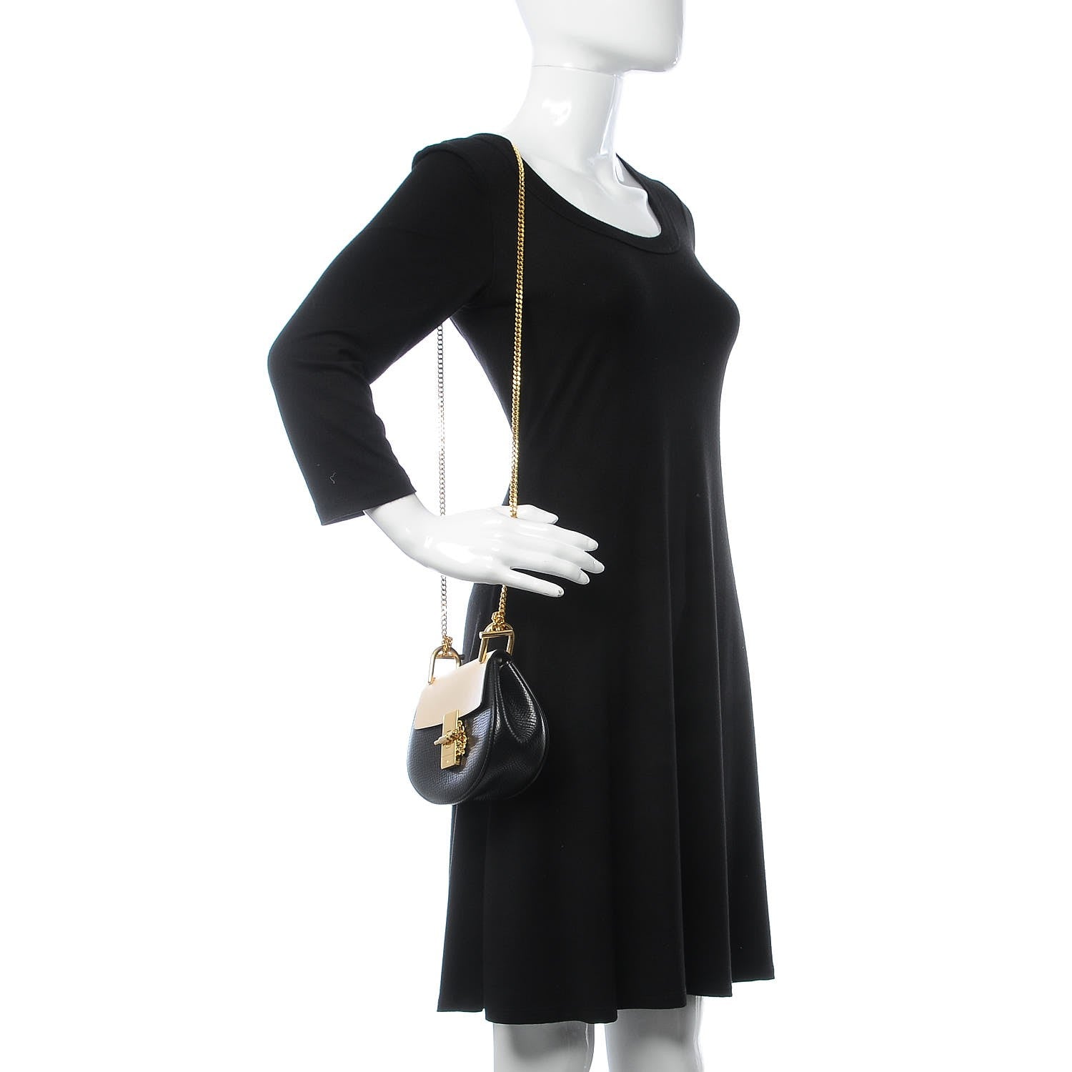 Chloe Textured Calfskin Lambskin Nano Drew Shoulder Bag Black 2 of 7