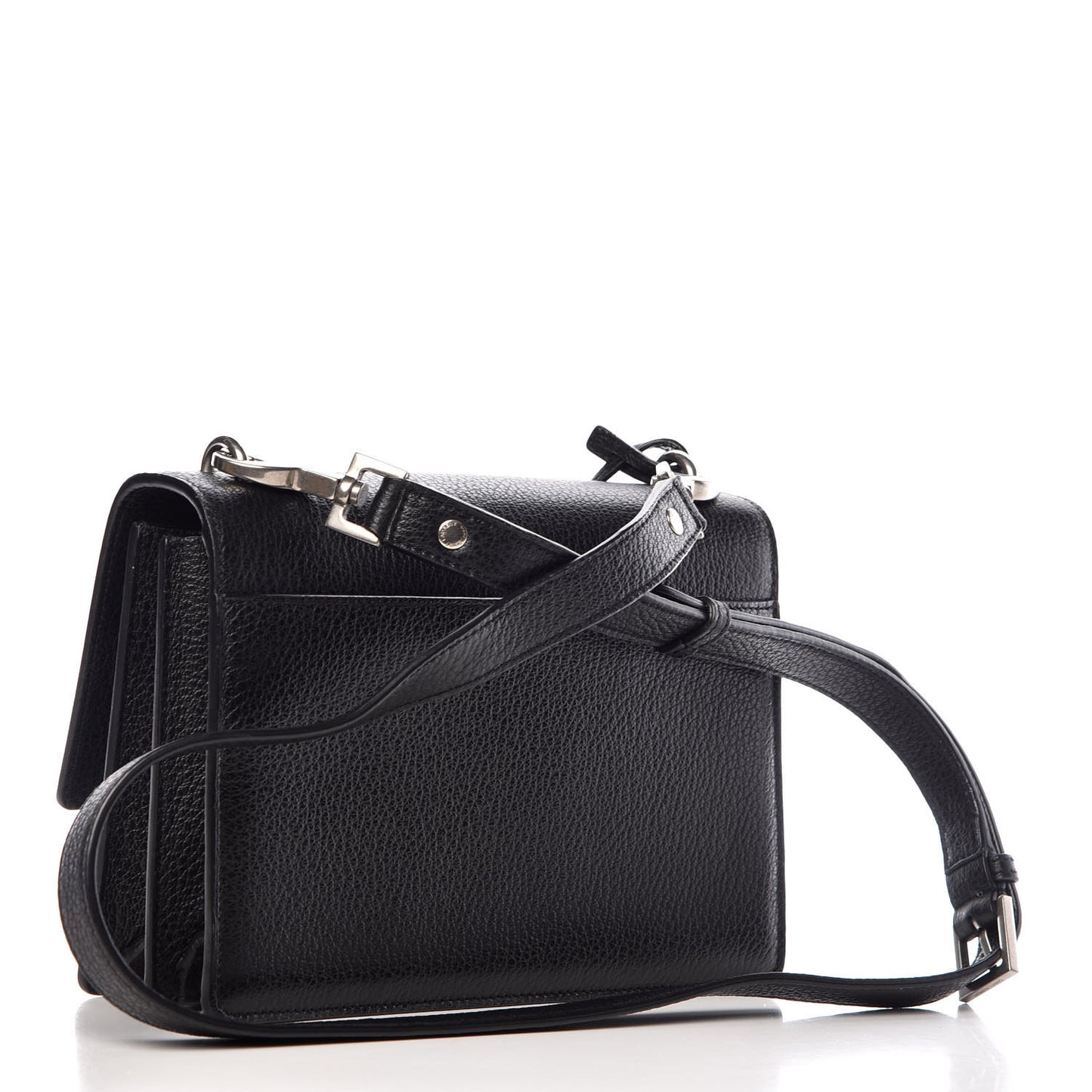 Grained Calfskin Medium Monogram Sunset Satchel Black