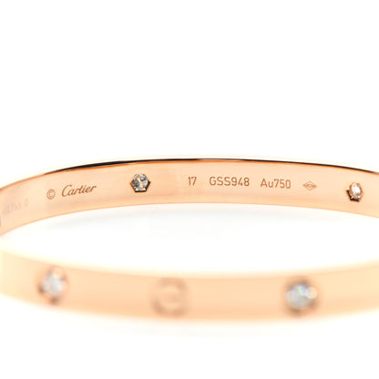 Cartier 18K Pink Gold 4 Diamond LOVE Bracelet 17 5 of 7
