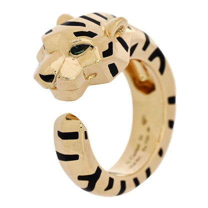 Cartier 18K Yellow Gold Tsavorite Onyx 12mm Panthere De Cartier Ring 53 6.25 1 of 5