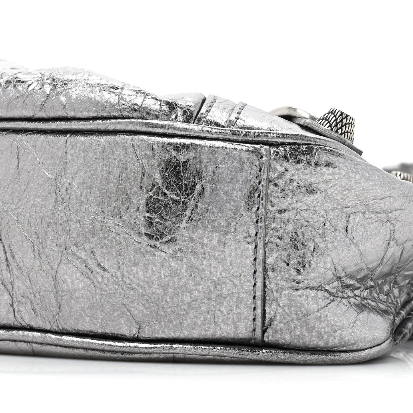 Metallic Agneau Arena Le Cagole Shoulder Bag XS Silver