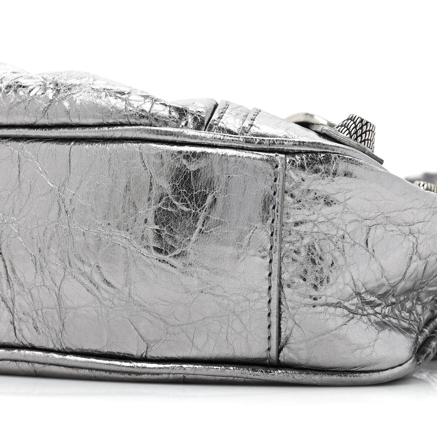Balenciaga Metallic Agneau Arena Le Cagole Shoulder Bag XS Silver 8 of 9