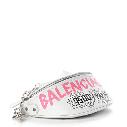 Balenciaga Agneau Arena Graffiti All Over XXS Souvenir Belt Bag White Multicolor 4 of 13