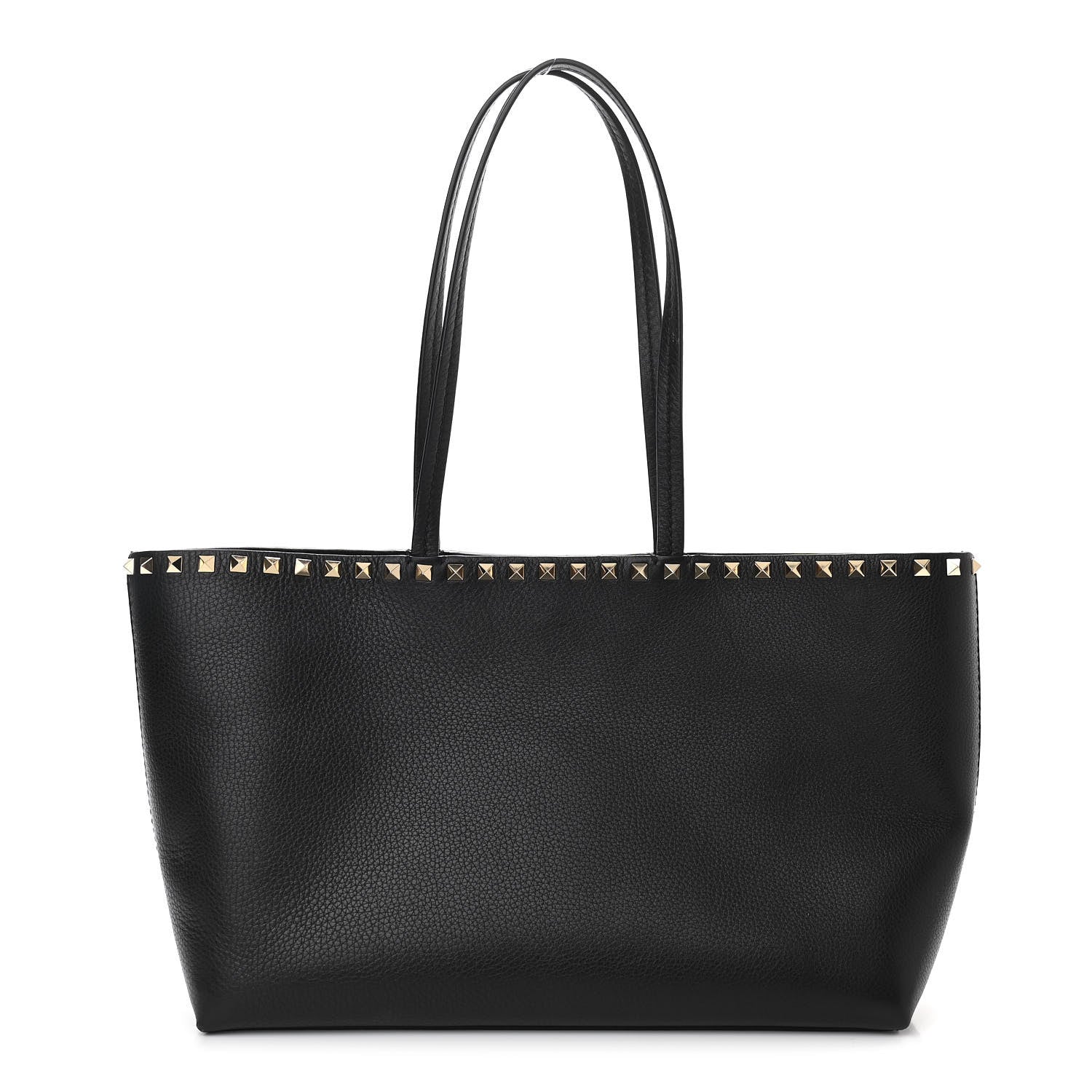 Valentino Garavani Grained Calfskin Small Rockstud Shoulder Tote Black 1 of 10