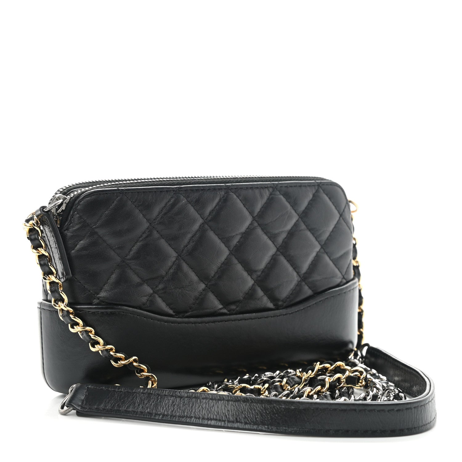 Chanel Aged Calfskin Quilted Small Gabrielle Clutch With Chain Black 3 of 11