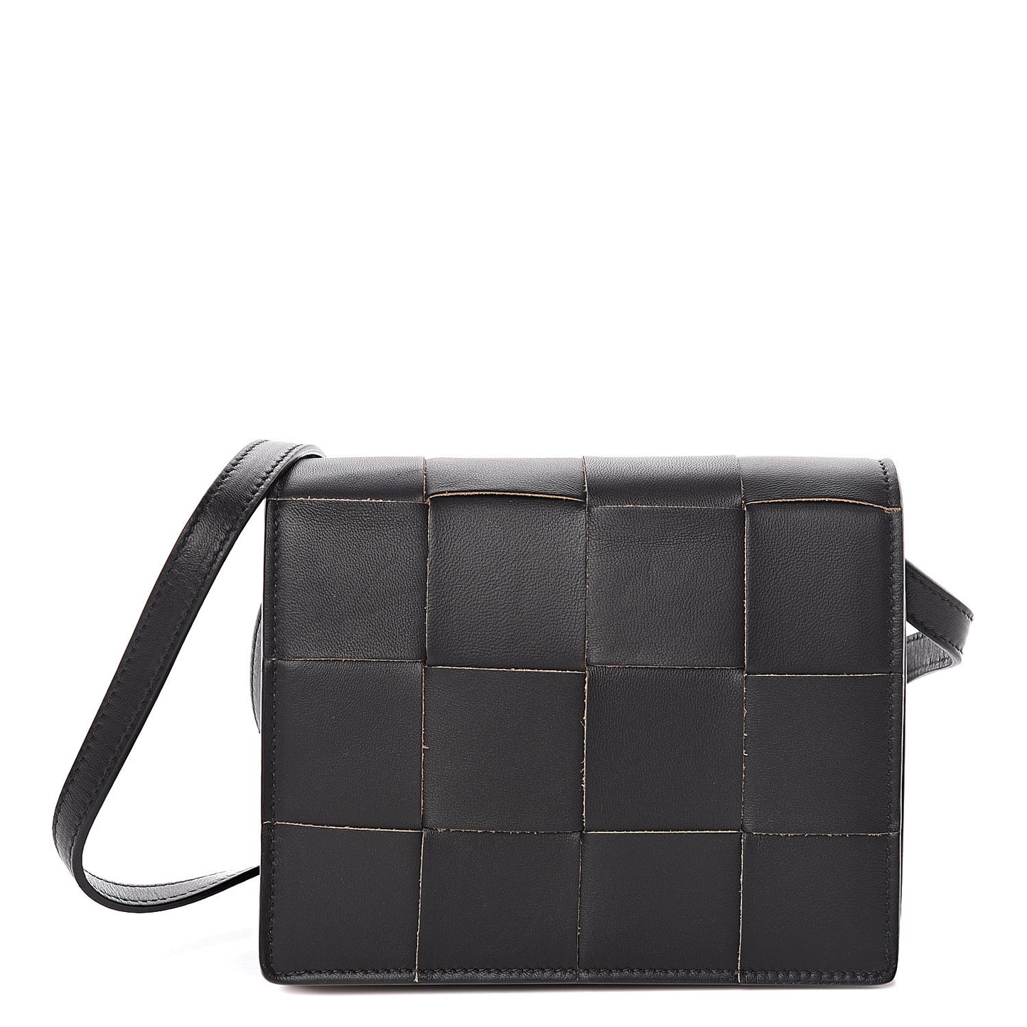 Lambskin Maxi Intrecciato Mini Cassette Crossbody Bag Black