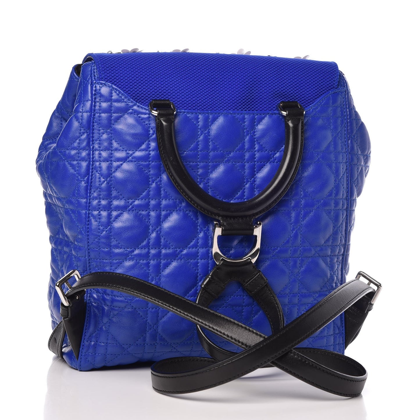 Lambskin Mesh Cannage Embroidered Large Stardust Backpack Blue