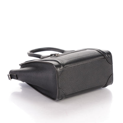 Celine Drummed Calfskin Nano Luggage Black 4 of 7