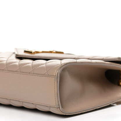 Saint Laurent Grain De Poudre Textured Mixed Matelasse Medium Triquilt Monogram Satchel Dark Beige 11 of 11