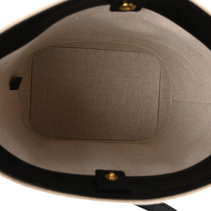Celine Canvas Calfskin Triomphe Small Bucket Bag Vanilla Black 5 of 9