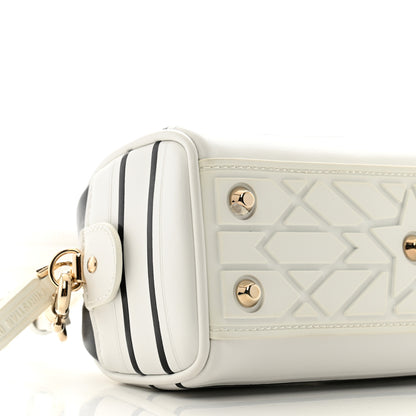 Christian Dior Calfskin Animal Print Micro Dior Vibe Zip Bowling Bag White Multicolor 9 of 11