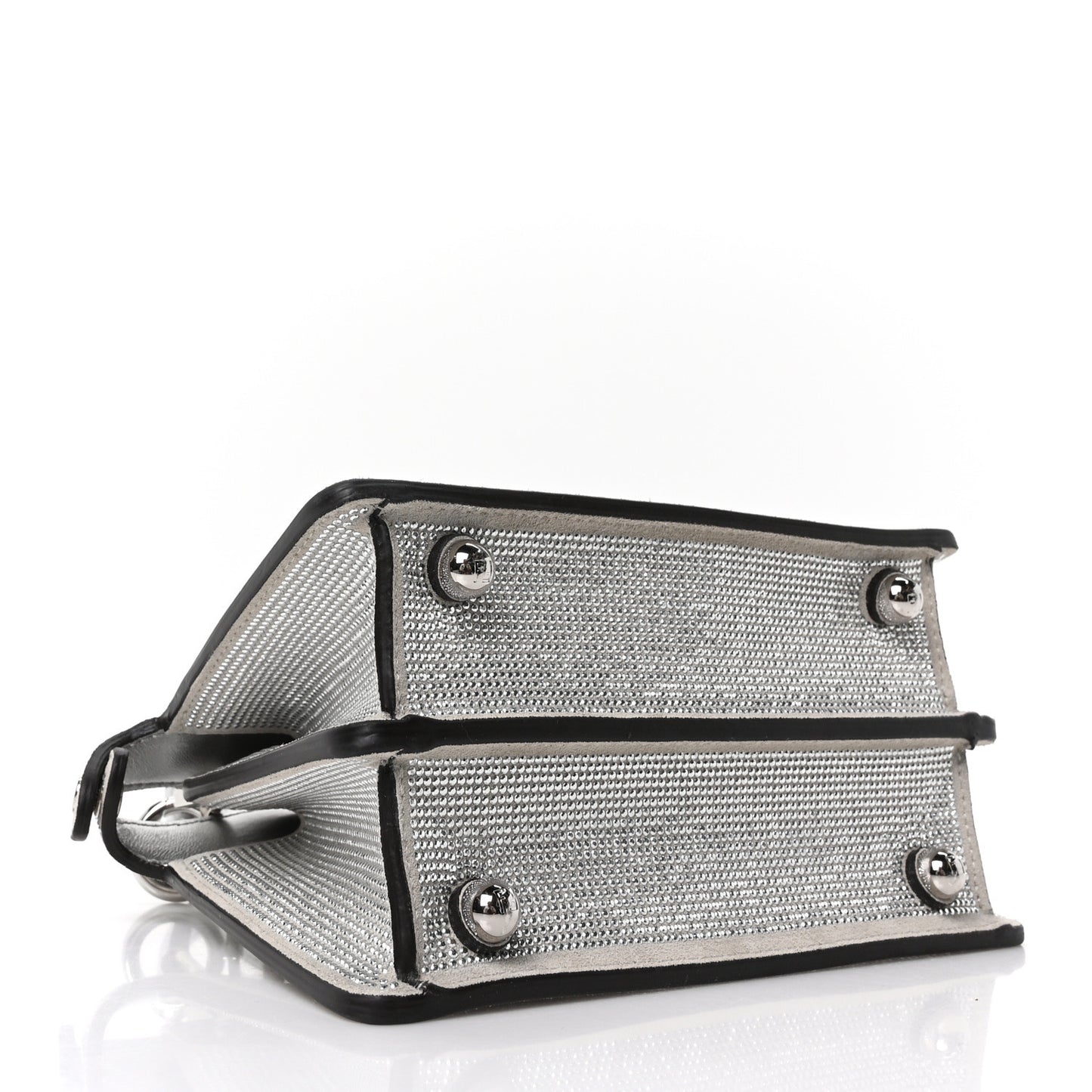 Crystal Vitello Laminato FF Petite Peekaboo I SEE U Satchel Crystal Argento