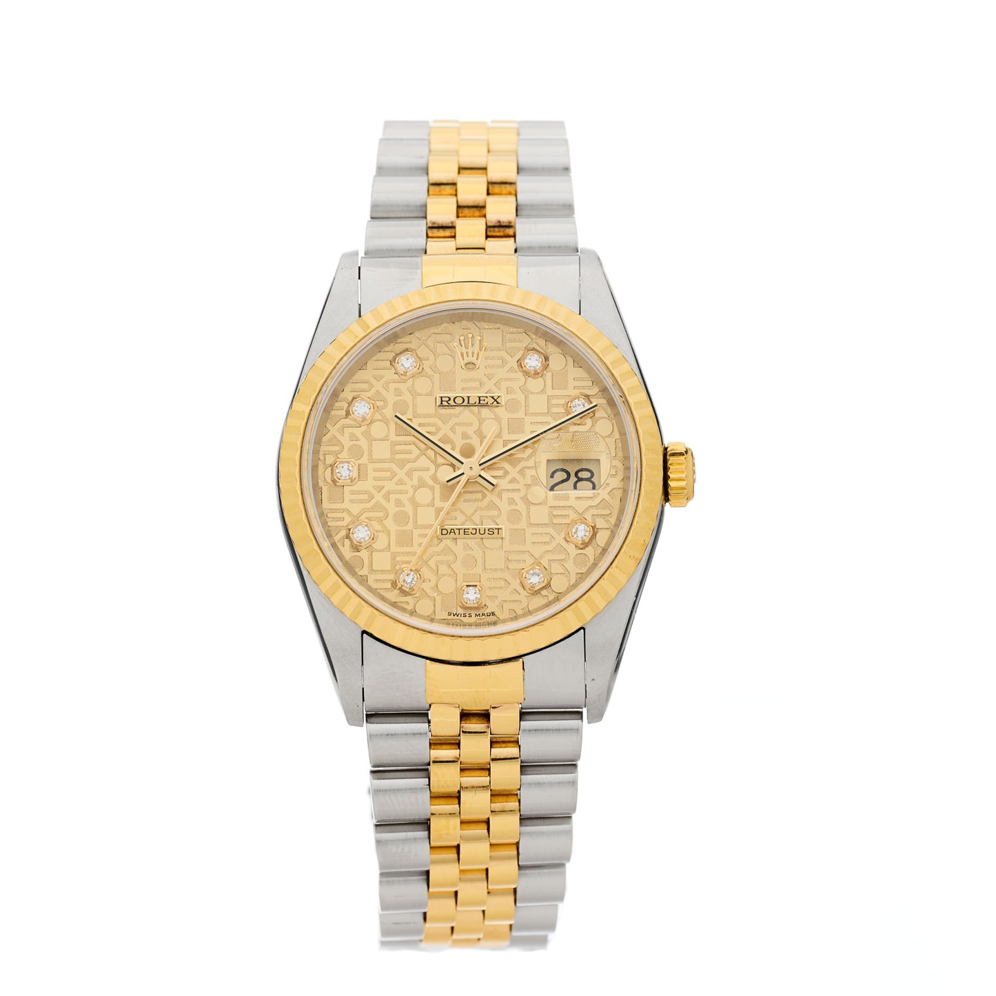Stainless Steel 18K Yellow Gold Diamond 36mm Oyster Perpetual Datejust Watch Champagne Jubilee 16233
