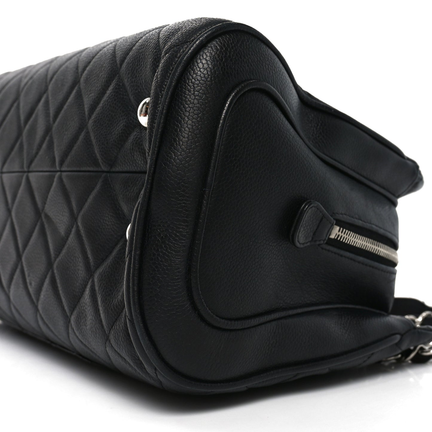 Caviar Quilted Bijoux Chain Shopping Tote Black