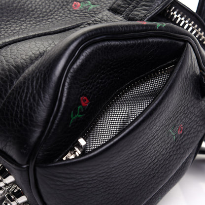 Alexander Wang Pebbled Lambskin Rose Printed Mini Rockie Black Silver Hardware 11 of 12