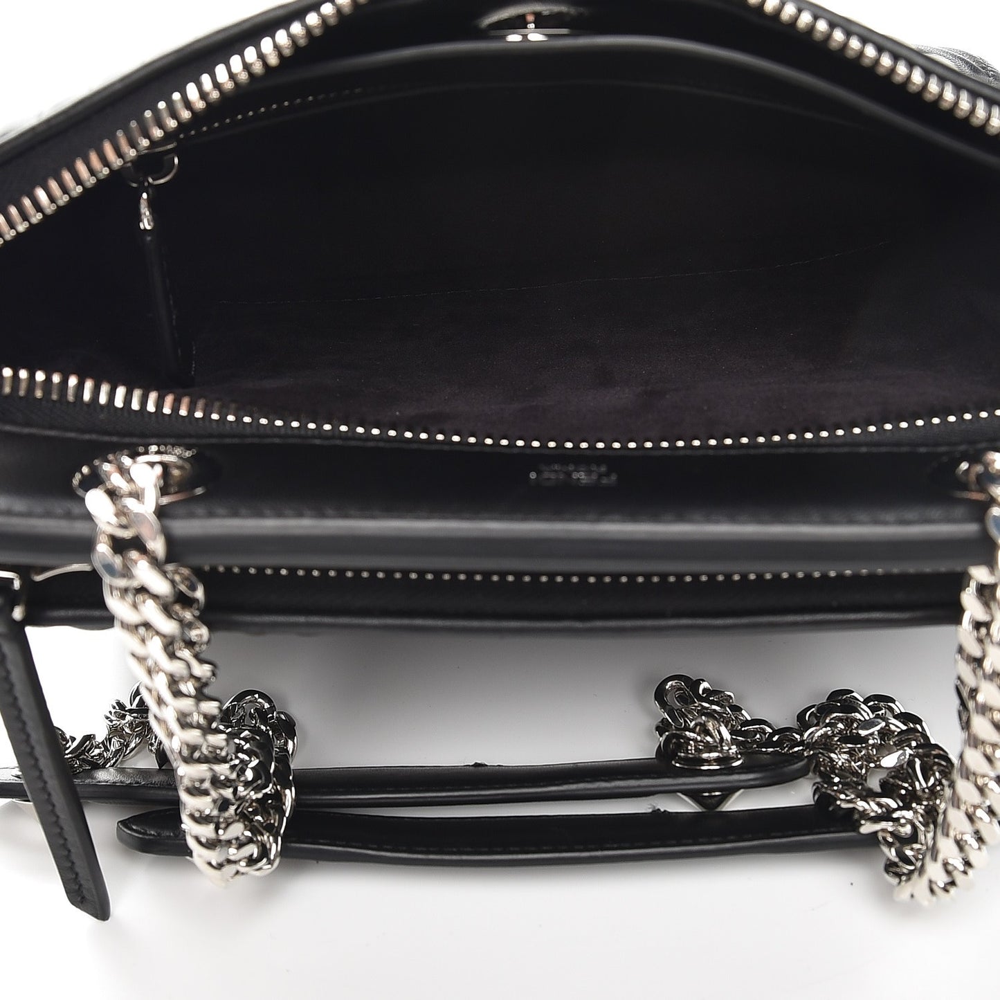 Shiny Nappa Trapuntata Small DotCom Click Chain Satchel Black