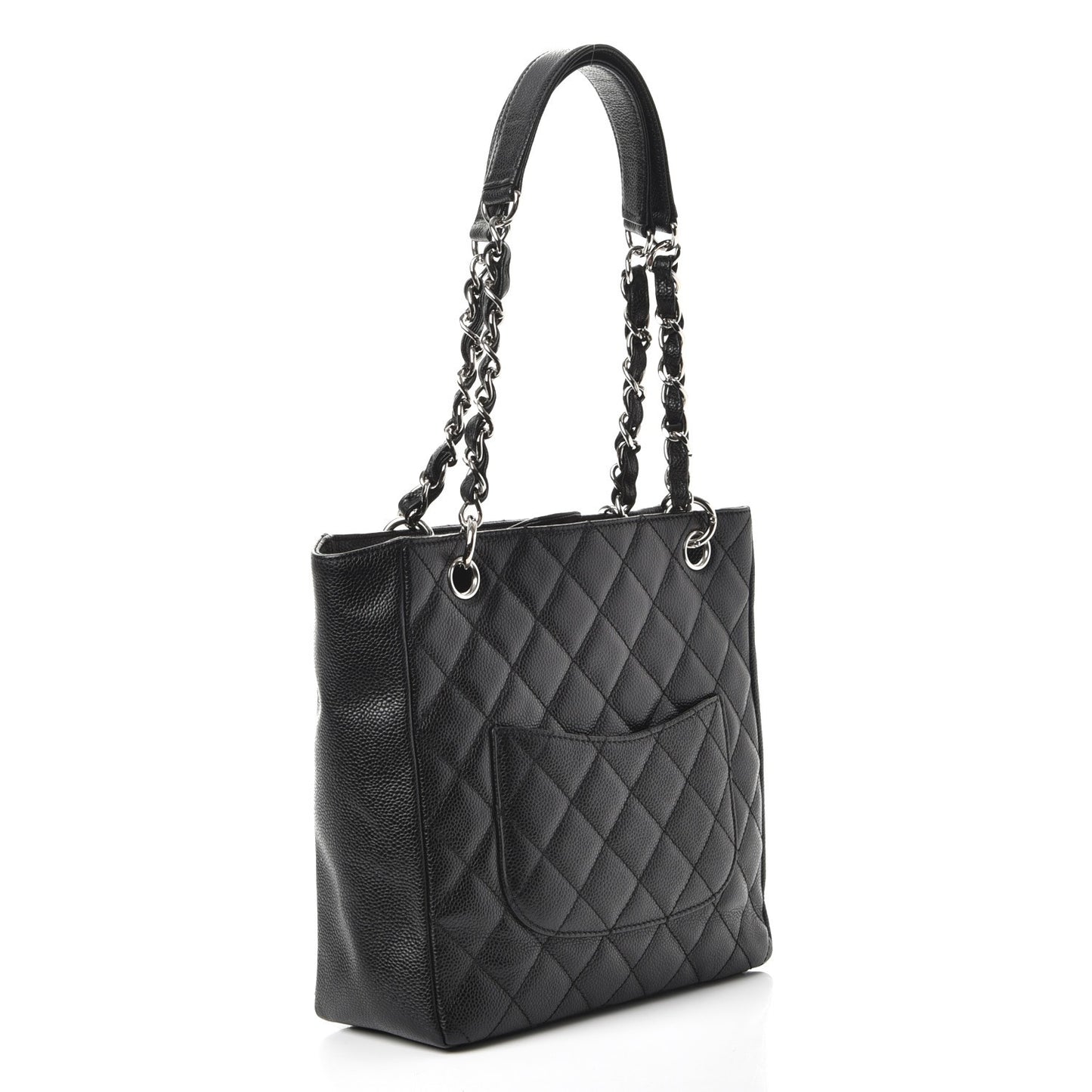 Caviar Quilted Petit Shopping Tote PST Black