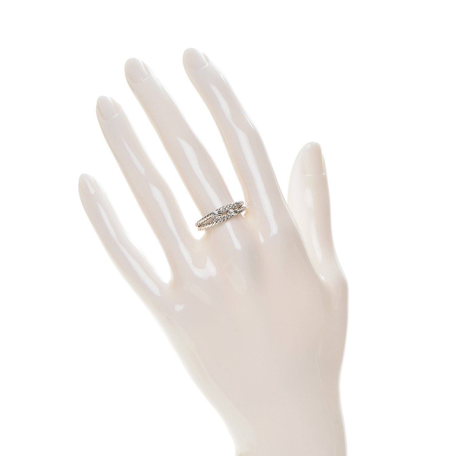 David Yurman Sterling Silver Diamond Petite Loop Ring 53.5 6.75 2 of 4