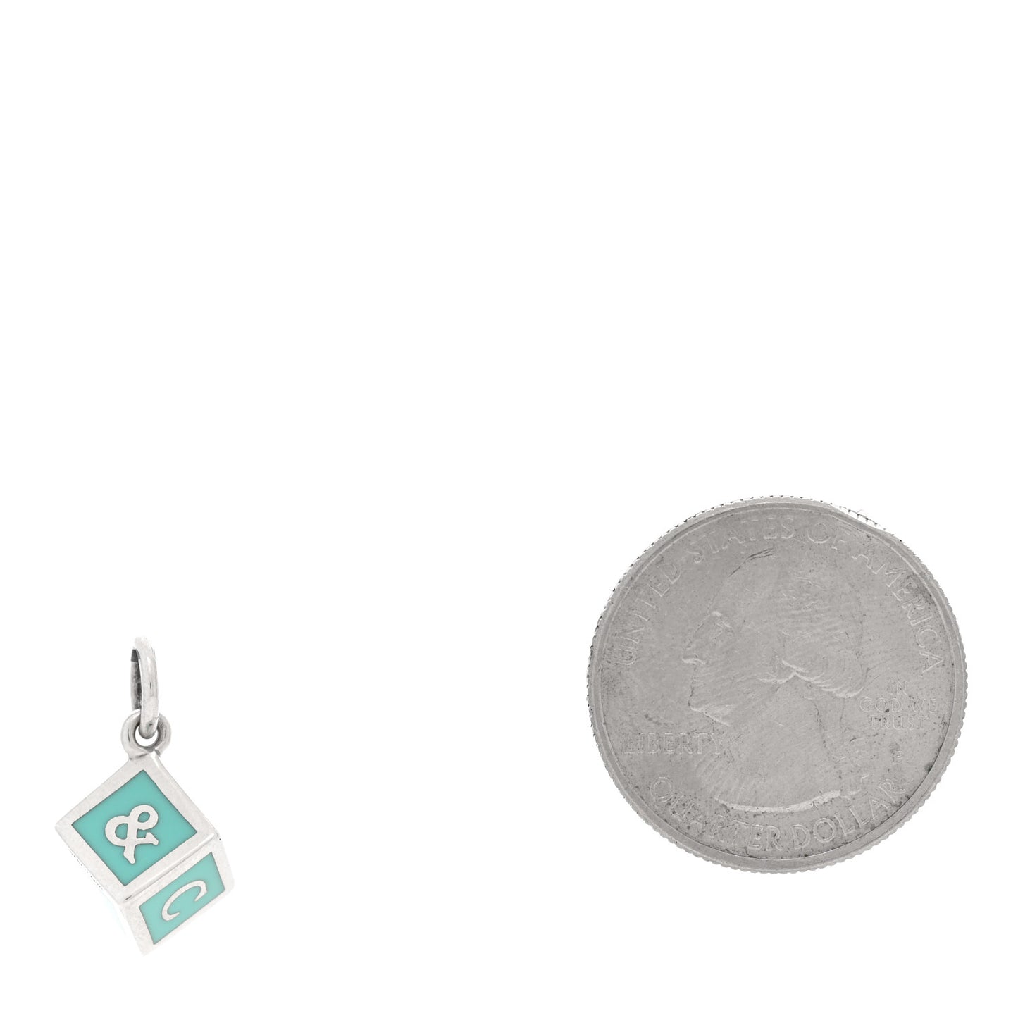Sterling Silver Enamel Baby Block Cube Charm Blue