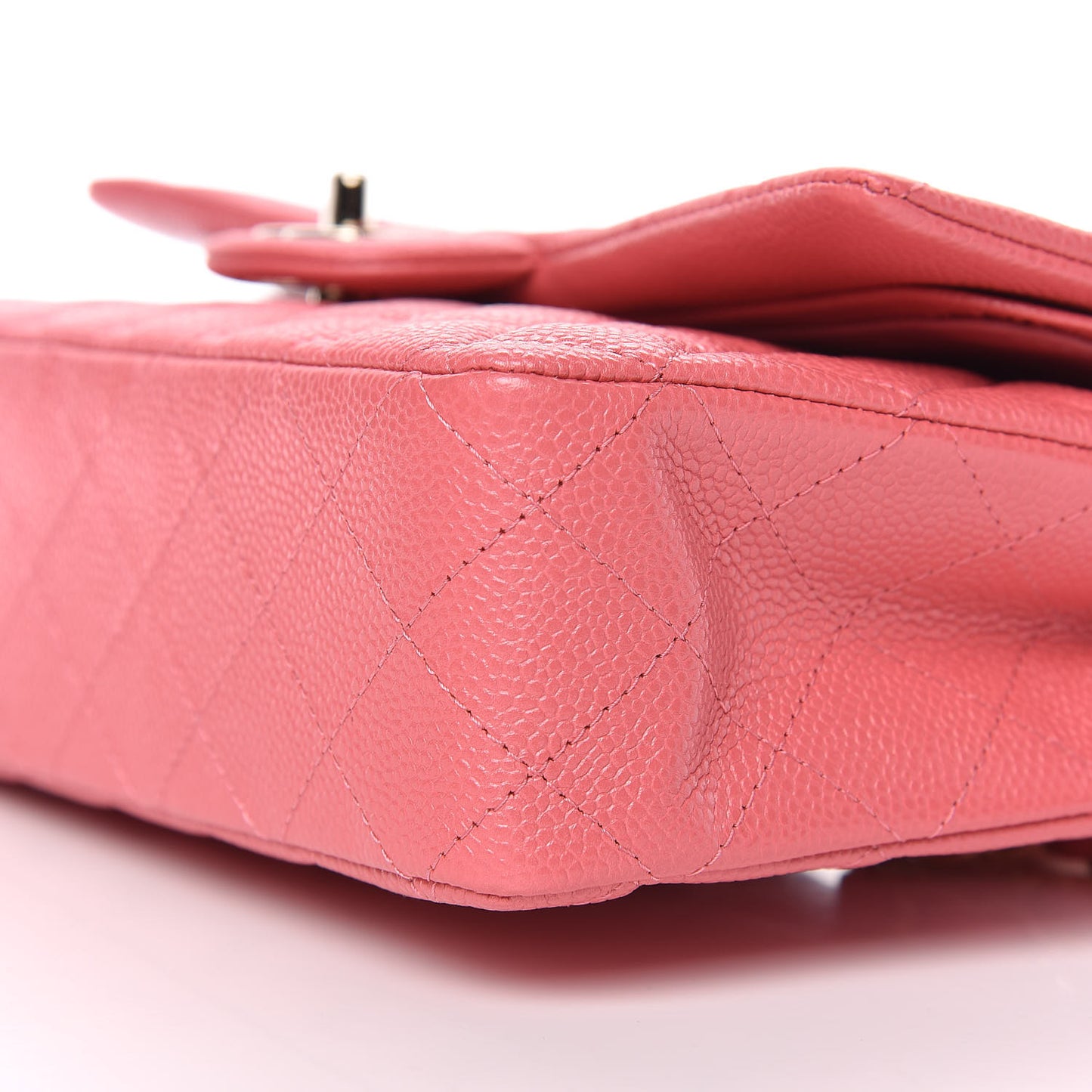 Metallic Caviar Quilted Medium Double Flap Pink