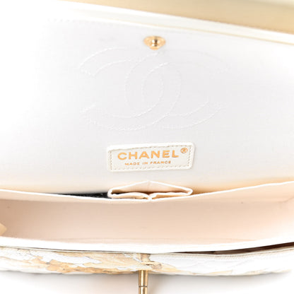 Chanel Denim Floral Printed Medium Double Flap Beige 4 of 4