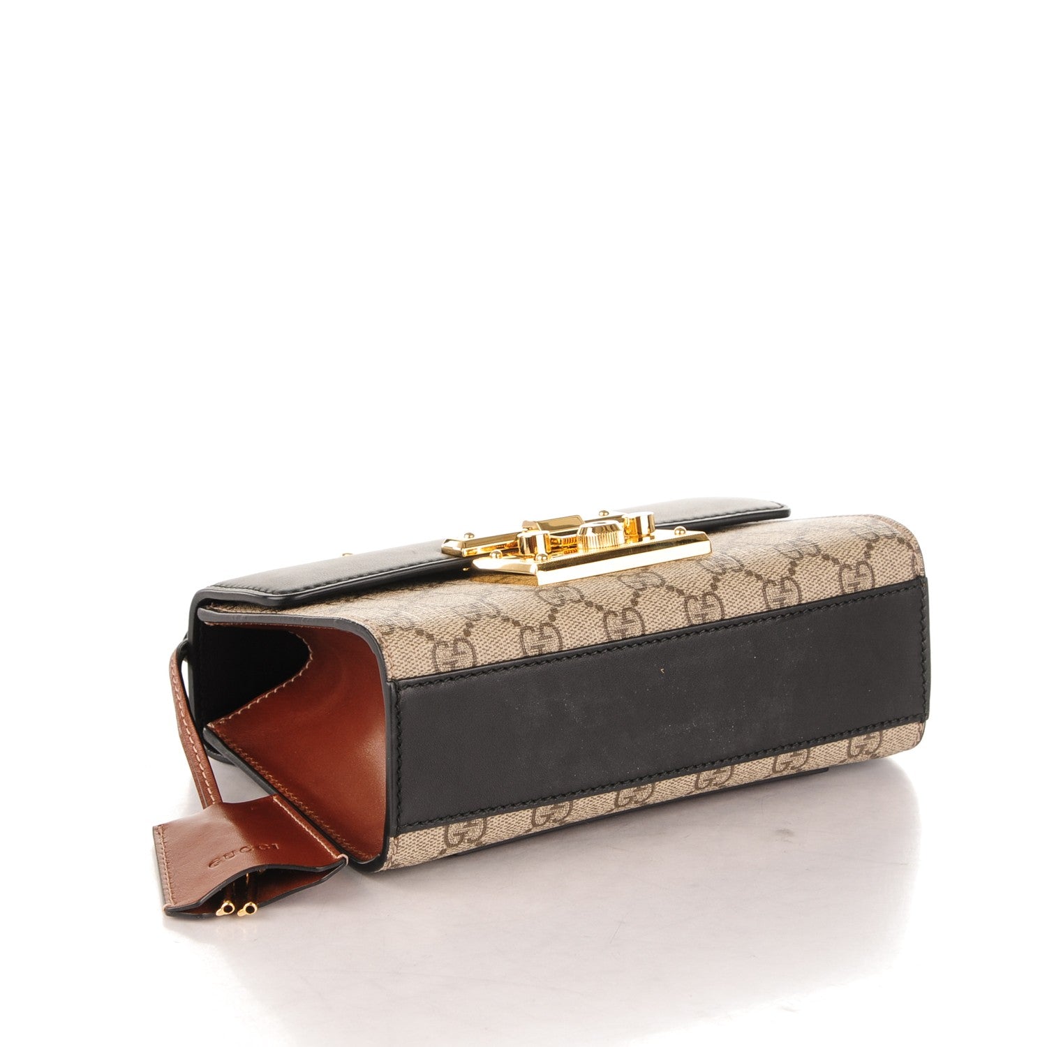 Gucci GG Supreme Monogram Calfskin Small Padlock Shoulder Bag Beige Black Cuir 4 of 7