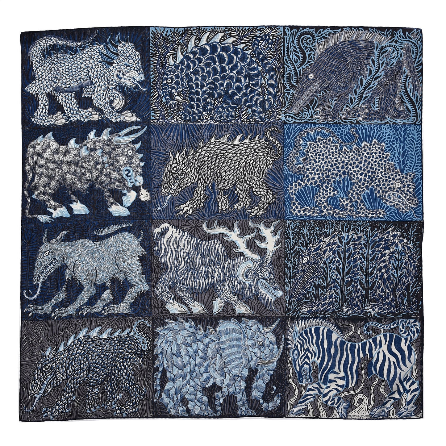 Wool Silk Sweet Dreams Scarf 100 Bleu Azur Ciel Gris