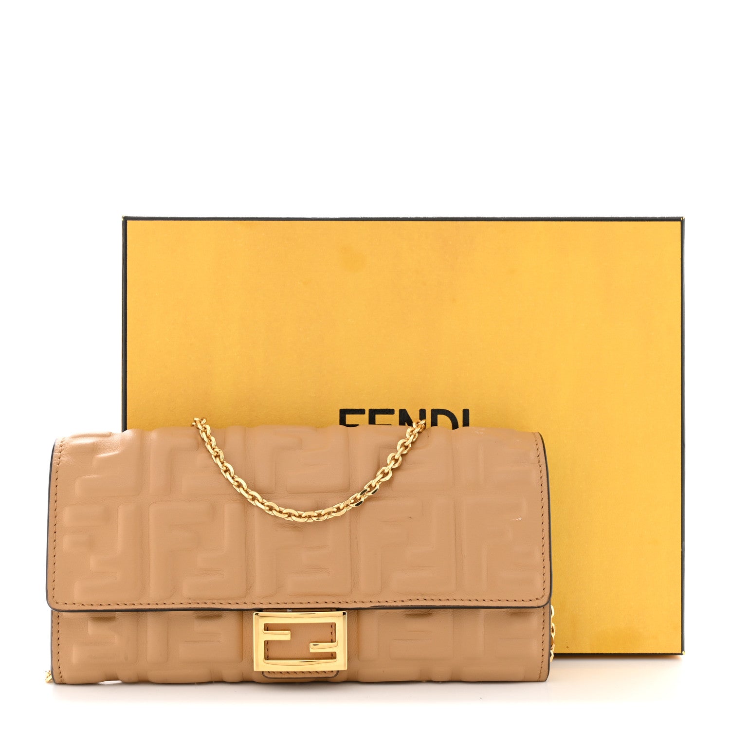 Fendi Nappa Matisse FF Embossed Continental Wallet On Chain Miele Scuro 12 of 12
