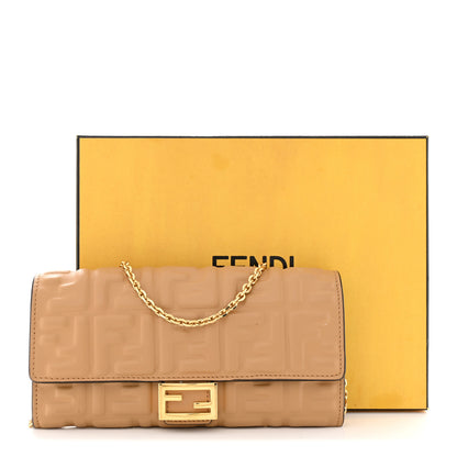 Fendi Nappa Matisse FF Embossed Continental Wallet On Chain Miele Scuro 12 of 12