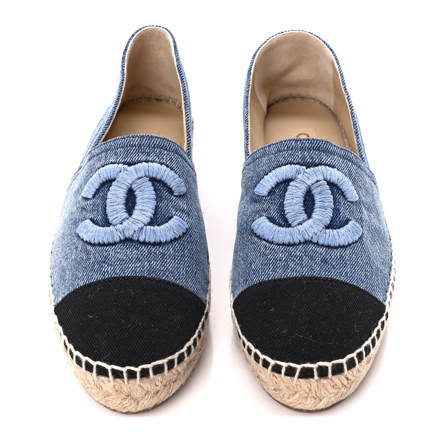 Chanel Denim CC Espadrilles 38 Blue Black 2 of 11
