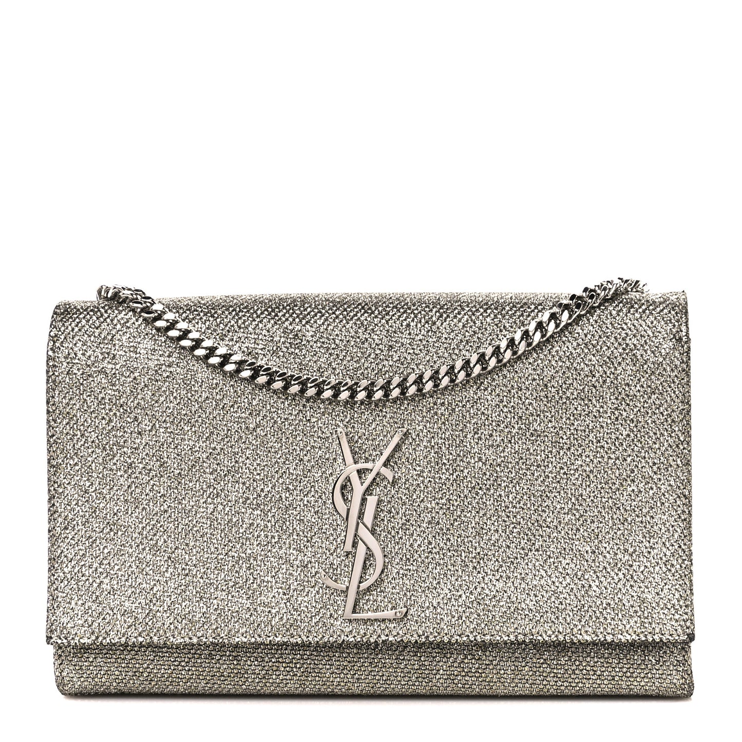 Metallic Canvas Woven Medium Classic Monogram Kate Satchel Silver