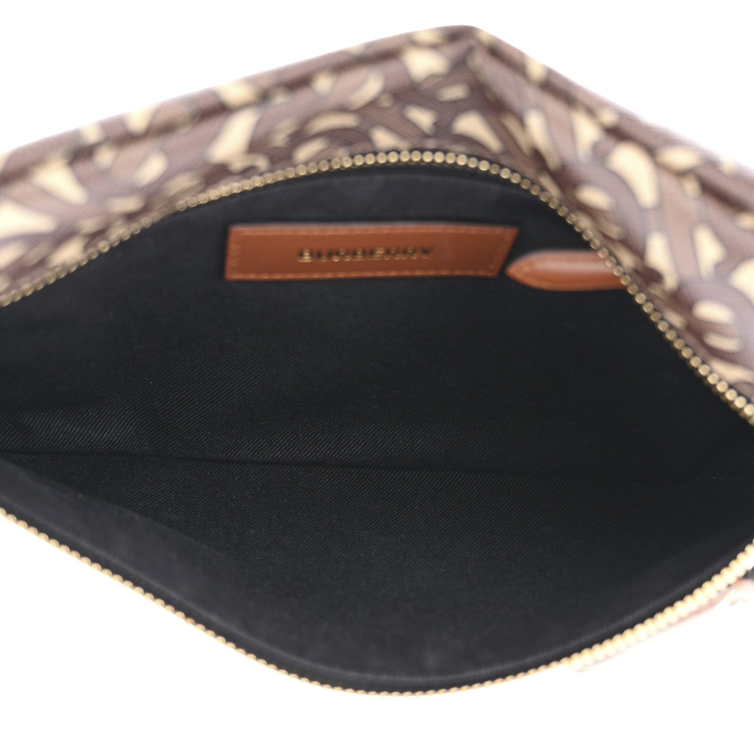 Burberry E-Canvas Monogram Top Handle Pouch Bridle Brown 5 of 11